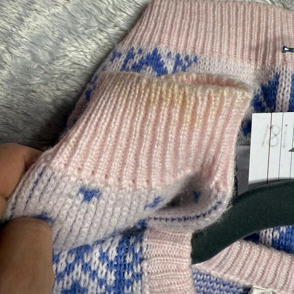 Vintage 80s ESPRIT Sweater Women's Small Pink Blue Snowflake Print - Picture 4 of 8